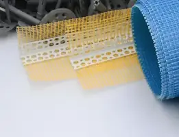 Blue PVC mesh and trim materials used for upholstery reinforcement